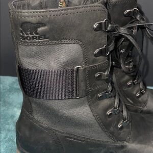 New! Sorel Women's Black Lace-Up Combat Boots